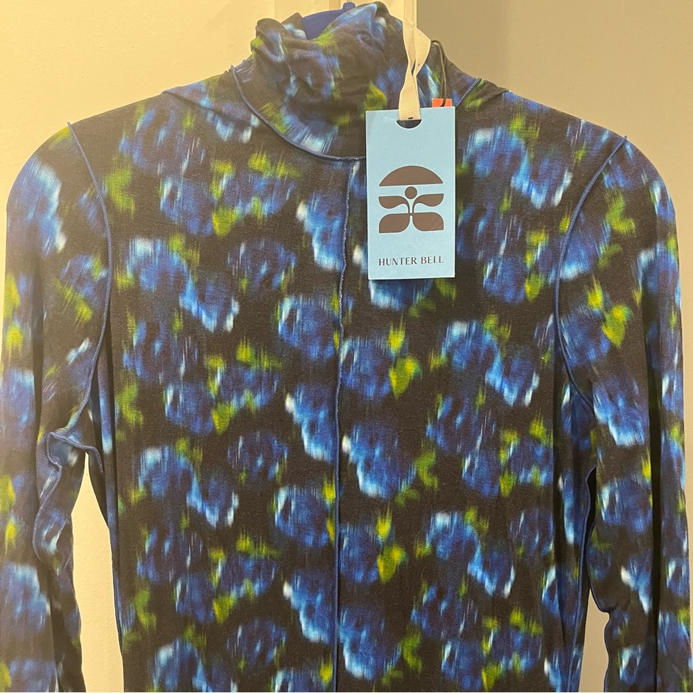 NWT Hunter Bell Maxi Dress Blue Floral Kings Hill Stretch Jersey Long Sleeve XS - Picture 4 of 13